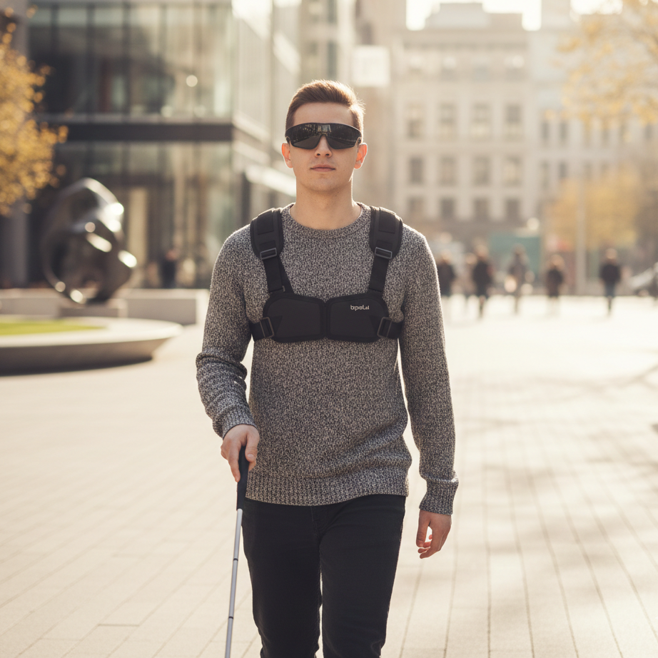 Person using Guidexa in a busy city